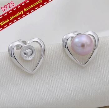Heart Design Stud Earrings Fittings S925 Sterling Silver Pearl Earrings Components Silver Color DIY Earrings Holder 3Pairs/Lot 
Heart Design Stud Earrings Fittings S925 Sterling Silver Pearl Earrings Components Silver Color DIY Earrings Holder 3Pairs/Lot
