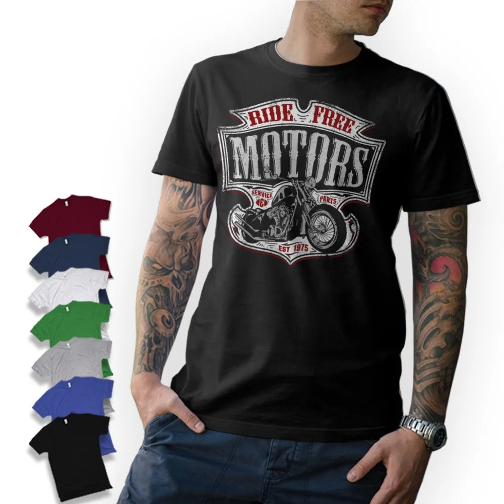 T-Shirt 3D Printed Motorcycle Label Custom Chopper Casual Tees