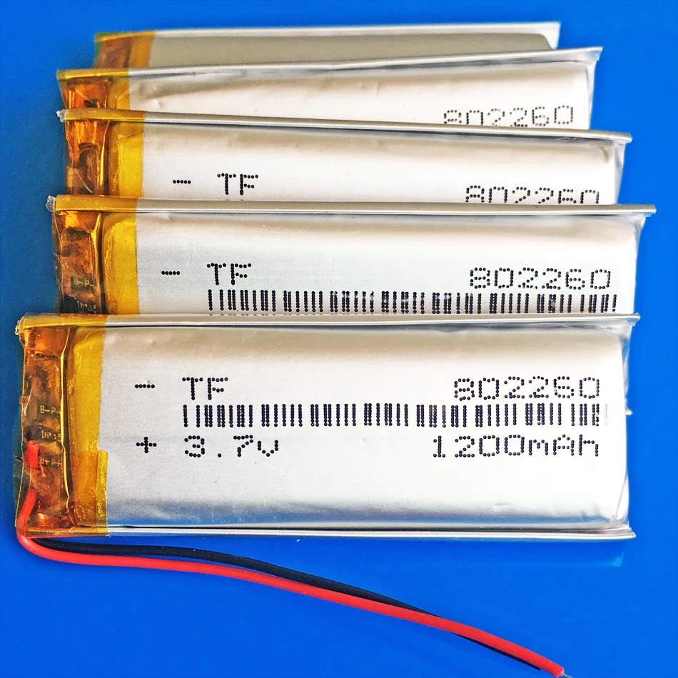 5 pcs 3.7V 1200mAh lipo polymer lithium Rechargeable battery 802260 for MP3 GPS navigator DVD Recorder headset e-book camera
5 pcs 3.7V 1200mAh lipo polymer lithium Rechargeable battery 802260 for MP3 GPS navigator DVD Recorder headset e-book camera