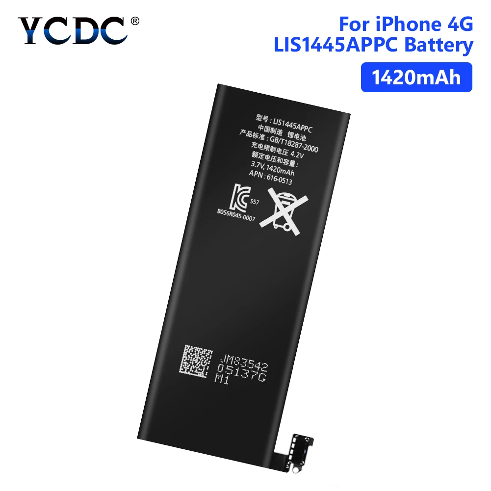 YCDC 3.7V 1420mAh Li-ion Battery For Real iPhone 4 4G iPhone4 iP4 Rechargeable Lithium Polymer Mobile Phone Bateria Batteries
YCDC 3.7V 1420mAh Li-ion Battery For Real iPhone 4 4G iPhone4 iP4 Rechargeable Lithium Polymer Mobile Phone Bateria Batteries