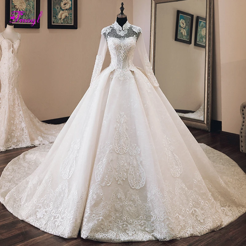 Fmogl Gorgeous Appliques Chapel Train Lace A-Line Wedding Dresses 2019 Luxury Beaded High Neck Long Sleeve Vintage Bridal Gown
Fmogl Gorgeous Appliques Chapel Train Lace A-Line Wedding Dresses 2019 Luxury Beaded High Neck Long Sleeve Vintage Bridal Gown