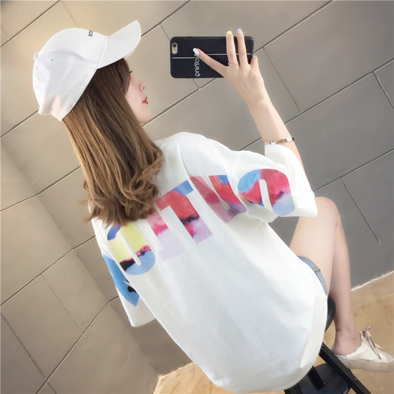 T-Shirts Women Letter printed Short-sleeved t shirt Korean Student Loose Womens Clothing Fashion Casual Simple white black tops
T-Shirts Women Letter printed Short-sleeved t shirt Korean Student Loose Womens Clothing Fashion Casual Simple white black tops