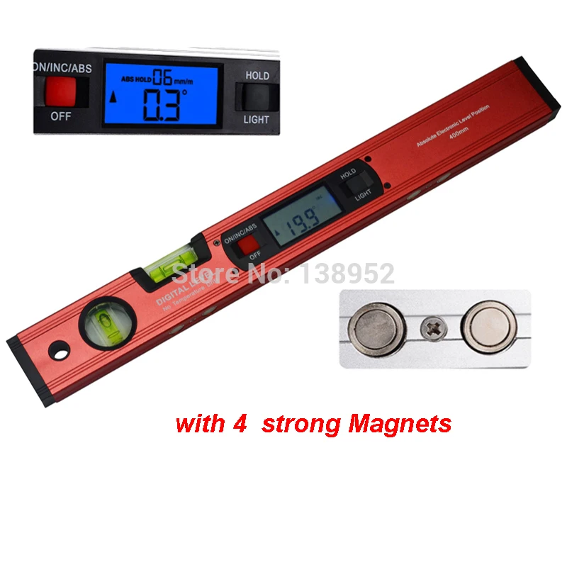 400mm 16inch Red Digital Angle Finder Level 360 Degree Range Spirit Level Upright Inclinometer with Magnets Protractor Ruler
400mm 16inch Red Digital Angle Finder Level 360 Degree Range Spirit Level Upright Inclinometer with Magnets Protractor Ruler