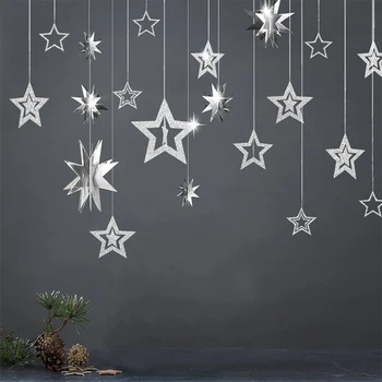 Bright Hollow Silver Star Party Decoration Pendant Ornaments Christmas Tree Twinkle Paper Star Hanging Birthday Party Supplies
Bright Hollow Silver Star Party Decoration Pendant Ornaments Christmas Tree Twinkle Paper Star Hanging Birthday Party Supplies