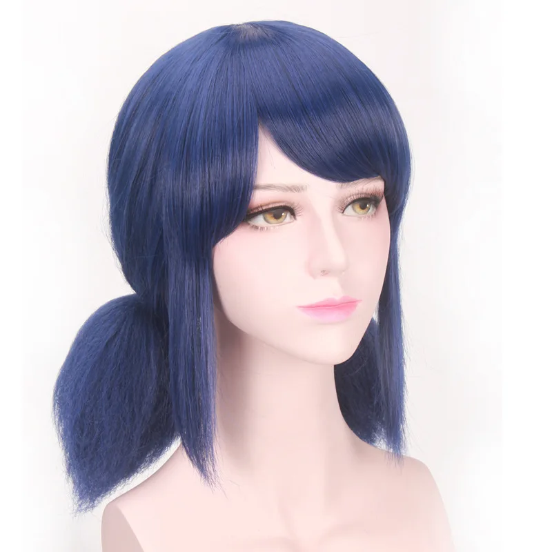 Girls Women Cosplay Double Ponytail Braids Short Straight Blue
