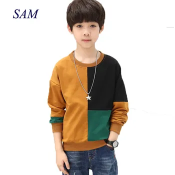 Fashion 2018 Autumn Boys Patchwork Tops For Kids T Shirts Cotton Long Sleeves Tees Clothing for Teenage School Boy Outerwears
Fashion 2018 Autumn Boys Patchwork Tops For Kids T Shirts Cotton Long Sleeves Tees Clothing for Teenage School Boy Outerwears