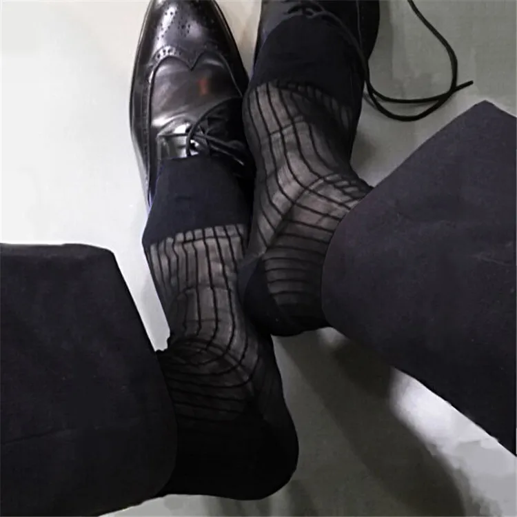 Мужские прозрачные шелковые носки сексуальные мужские чулки парадный костюм