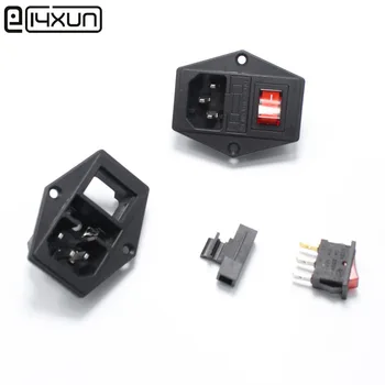 5sets 10A 250V 3 in 1 C14 Rocker Fuse Switch Inlet Male Power Supply Connector Socket AC power Switchs