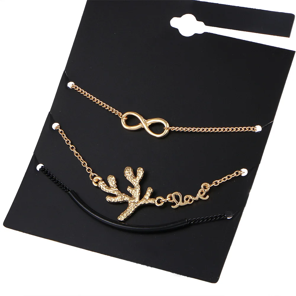 3 pieces/Set Women 8 Infinity Bracelet Set Jewelry Girl Gold Color Tree Hollow Infinity Charm Link Chain Black Bangles Wristband
3 pieces/Set Women 8 Infinity Bracelet Set Jewelry Girl Gold Color Tree Hollow Infinity Charm Link Chain Black Bangles Wristband