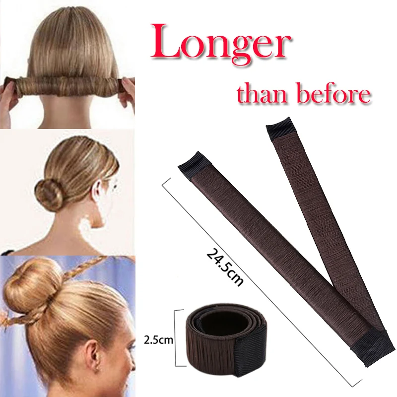

Girls 24.5cm Lengthen French Hair Bun Maker Donut Styling Hair Fold Wrap Snap Accessories for Women Curler Roller Dish Headband