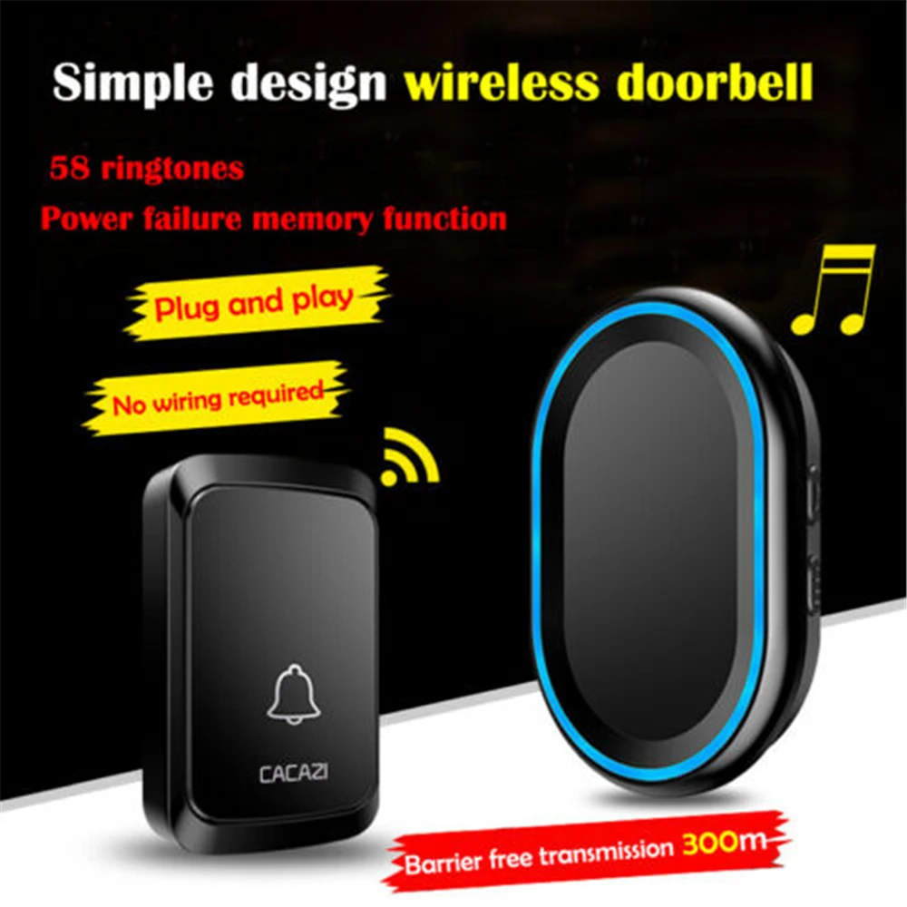 300M Distance Remote Waterproof LED Smart Wireless Doorbell 58 Songs Chime House Bell EU US UK Plug For Home Office School Villa
300M Distance Remote Waterproof LED Smart Wireless Doorbell 58 Songs Chime House Bell EU US UK Plug For Home Office School Villa