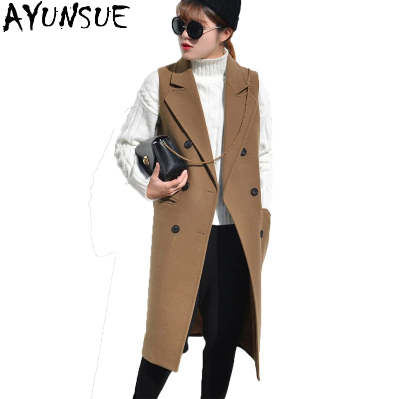 AYUNSUE Women Autumn Spring Blend Vest Women Waistcoat Lady Office Wear Long Women Woolen Coat Casual Sleeveless Jacket LX1417
AYUNSUE Women Autumn Spring Blend Vest Women Waistcoat Lady Office Wear Long Women Woolen Coat Casual Sleeveless Jacket LX1417