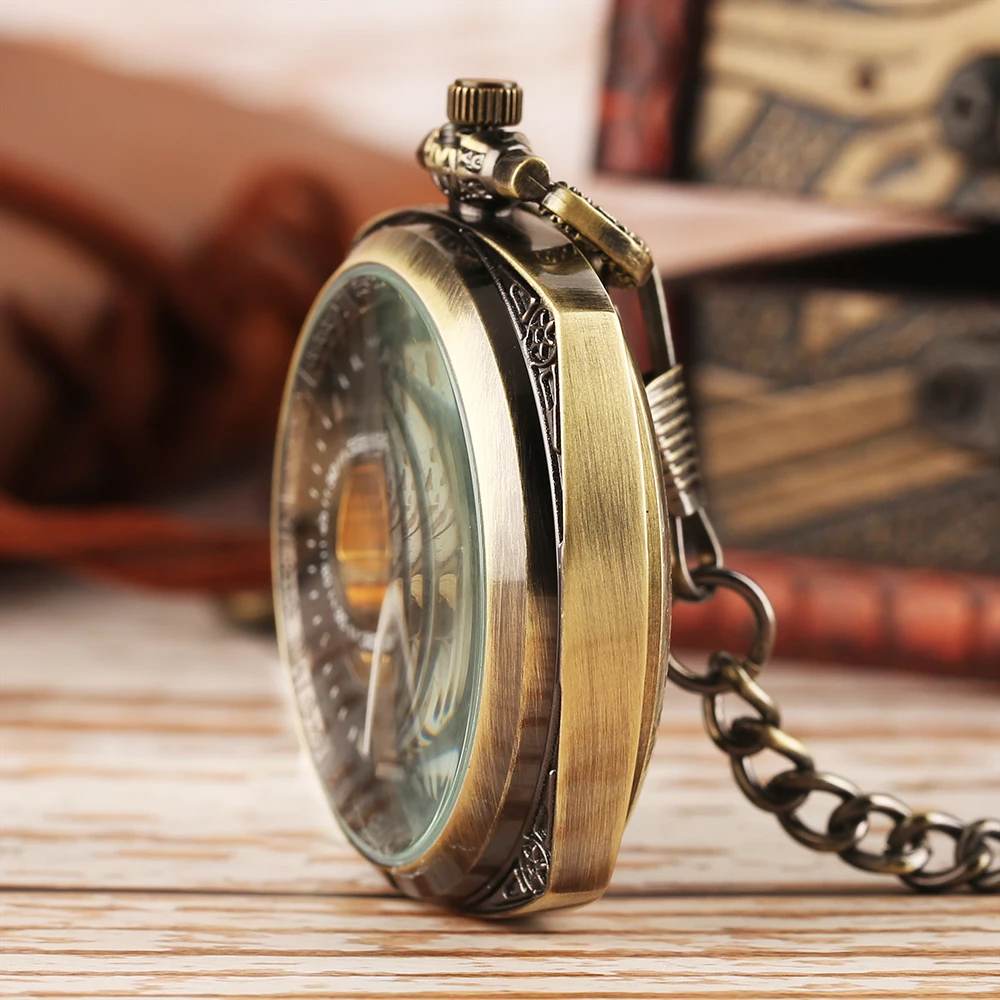 2018 New Arrival Steampunk Skeleton Open Face Hand Wingding Mechanical Pocket Watch Men Women Antique Square Case Creative Watch (10)