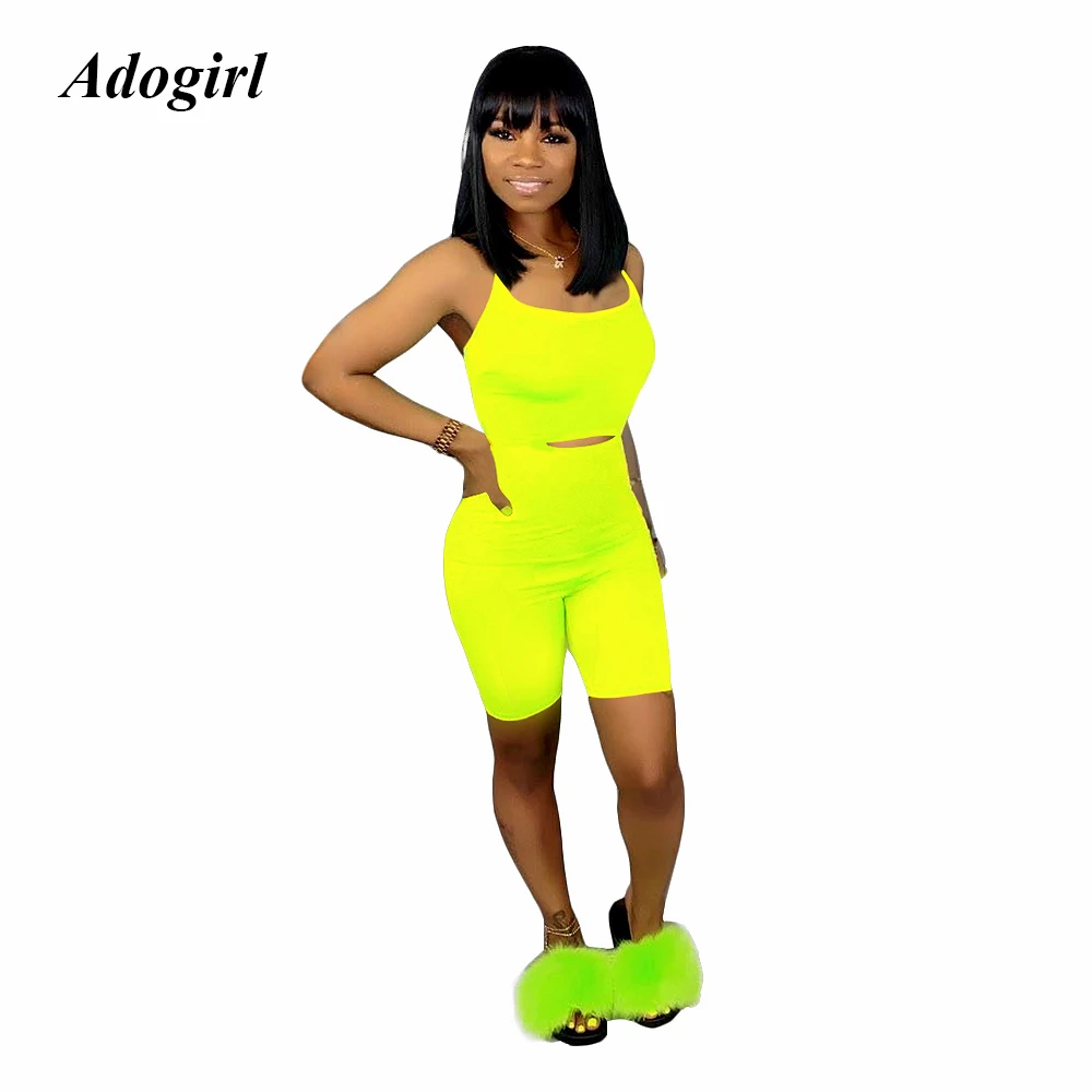 Casual Fluorescent Color Solid Two Piece Set Sexy Lace Up Bandage Tank Top With Riding Pant Tracksuit Bodycon Backless Women Set
Casual Fluorescent Color Solid Two Piece Set Sexy Lace Up Bandage Tank Top With Riding Pant Tracksuit Bodycon Backless Women Set