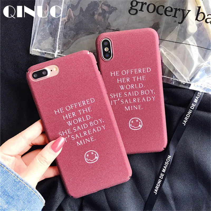 QINUO Smile face sandstone Case For iPhone 6 6s 7 8 X Creatives Letter Hard Back Cover Matte Case For iPhone 7 Plus Funda Capas
QINUO Smile face sandstone Case For iPhone 6 6s 7 8 X Creatives Letter Hard Back Cover Matte Case For iPhone 7 Plus Funda Capas