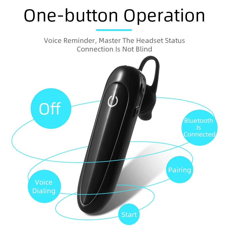 Беспроводные наушники M & J с одним ухом гарнитура Bluetooth для работы и вождения