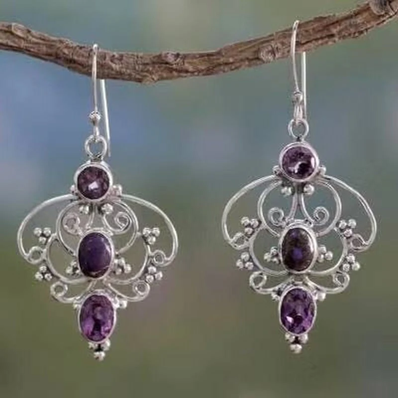 Vintage Purple Crystal Stones Dangle Earrings For Women Ladies Handmade Drop Earrings Hanging Bride Wedding Earring Jewelry
Vintage Purple Crystal Stones Dangle Earrings For Women Ladies Handmade Drop Earrings Hanging Bride Wedding Earring Jewelry
