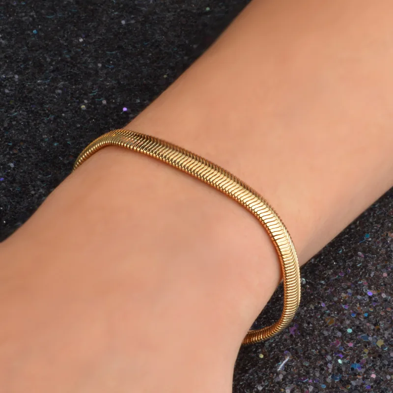 Wholesale Jewelry Silver Gold Bracelet New Flat Soft Snake Bone Bracelets Bangle Fashion Jewelry Pulsera Hombre Bracciali Donna
Wholesale Jewelry Silver Gold Bracelet New Flat Soft Snake Bone Bracelets Bangle Fashion Jewelry Pulsera Hombre Bracciali Donna