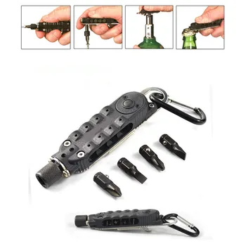 

LED Light Multifunction Small Screwdriver Sets Mini EDC Tools Pocket Key Chain Screwdriver With Phillips Slot Hex Bottle Opener