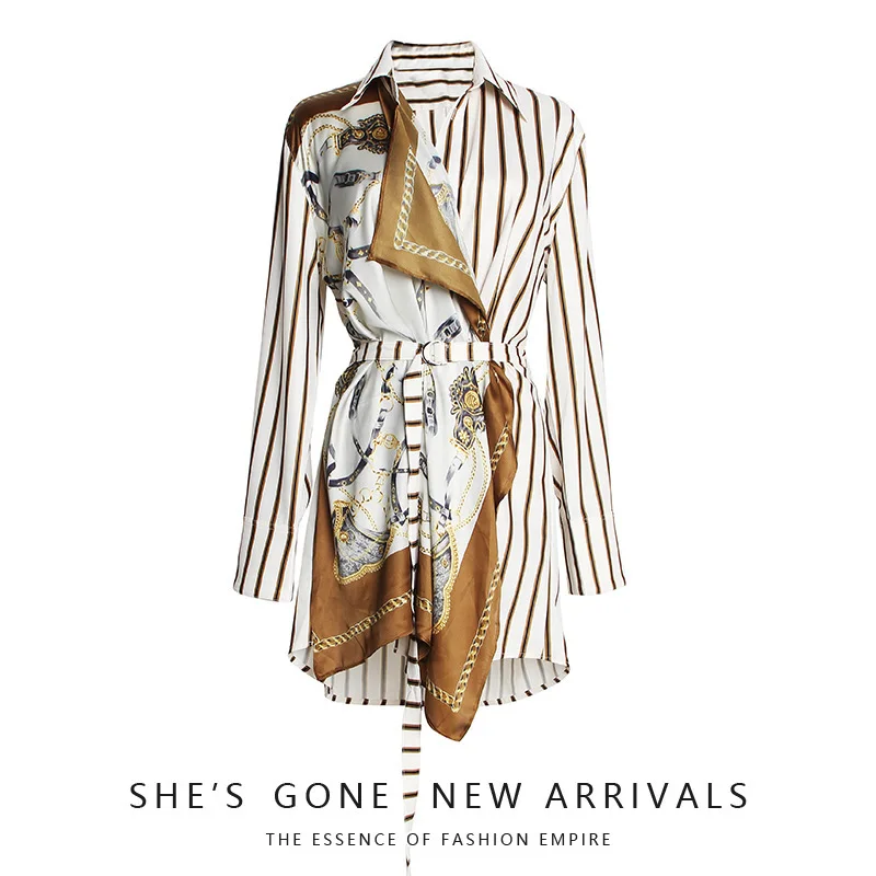 Small Scheming Jacket 2019 Xia Duli Design Niche Western Style Silk Scarf Stripe Long Sleeve Split Joint Shirt Woman h190517
Small Scheming Jacket 2019 Xia Duli Design Niche Western Style Silk Scarf Stripe Long Sleeve Split Joint Shirt Woman h190517