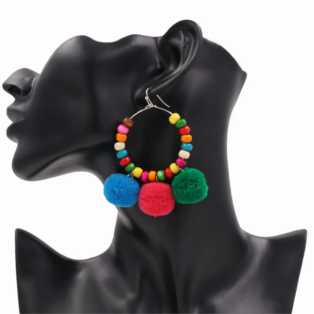 1 Pair Fashion Bohemia Women's Trendy Long Earrings Pompom Colorful Wooden Beads Hoop Earrings Ear Drop Jewelry
1 Pair Fashion Bohemia Women's Trendy Long Earrings Pompom Colorful Wooden Beads Hoop Earrings Ear Drop Jewelry