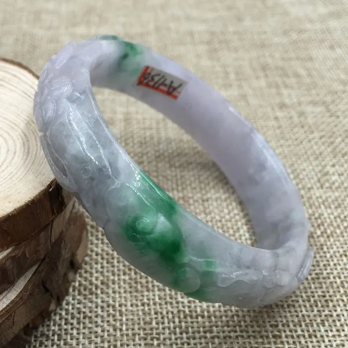 59mm Vintage Chinese Hand-carved White Green Jadeite Jade Bracelet Bangle 1136
59mm Vintage Chinese Hand-carved White Green Jadeite Jade Bracelet Bangle 1136