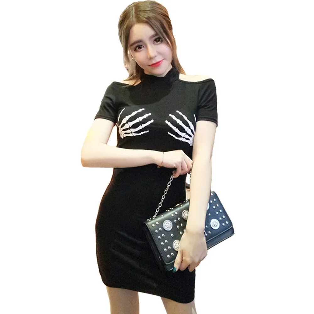 New Summer Women Dresses Punk Style Skull Finger Printed Hollow Out Sexy Mini Dress Lady Black
New Summer Women Dresses Punk Style Skull Finger Printed Hollow Out Sexy Mini Dress Lady Black
