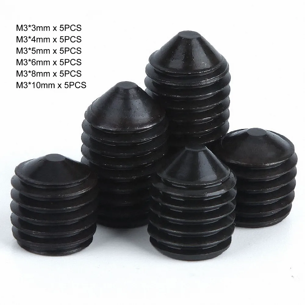30Pcs M3 Cone Point Allen Socket Set Grub Screws Kit Grade12.9 TEN-HIGH Length3 4 5 6 8 10mm
30Pcs M3 Cone Point Allen Socket Set Grub Screws Kit Grade12.9 TEN-HIGH Length3 4 5 6 8 10mm