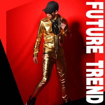 Nightclub male singer DSDJ golden Multi Pocket PU atmospheric coat big bar performance clothes
Nightclub male singer DSDJ golden Multi Pocket PU atmospheric coat big bar performance clothes