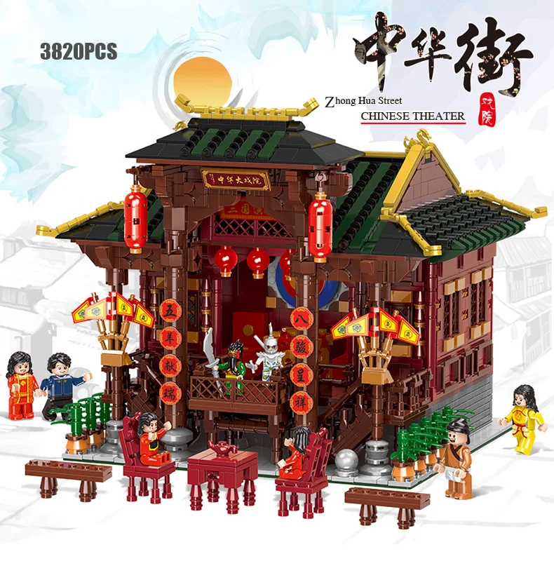 City street view Chinatown china Beijing opera Theater moc building block dance Actor figures bricks collection toys for gifts
City street view Chinatown china Beijing opera Theater moc building block dance Actor figures bricks collection toys for gifts