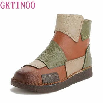 GKTINOO 2018 Spring Autumn Real Genuine Leather Women Boots Retro Handmade Mixed Colors Ankle Boots Women Flat Casual Shoes
GKTINOO 2018 Spring Autumn Real Genuine Leather Women Boots Retro Handmade Mixed Colors Ankle Boots Women Flat Casual Shoes