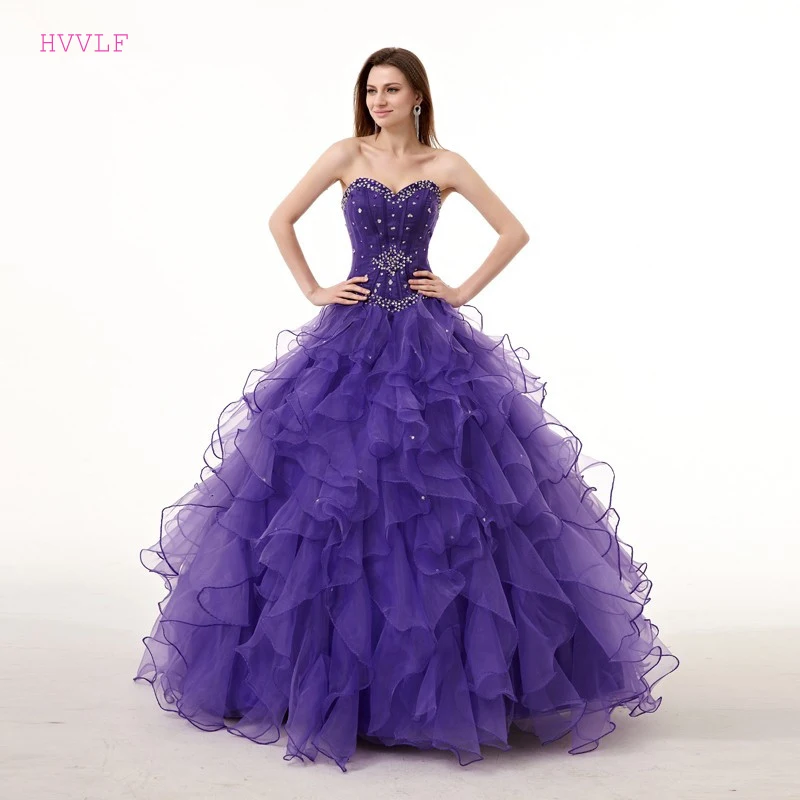 Purple Puffy Cheap Quinceanera Dresses Ball Gown Sweetheart Organza Beaded Ruffles Sweet 16 Dresses
Purple Puffy Cheap Quinceanera Dresses Ball Gown Sweetheart Organza Beaded Ruffles Sweet 16 Dresses