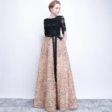 It's YiiYa Contrast Color Half Sleeves Bow Floral Print Elegant Lace Zipper Party Frocks Dress Floor Length Evening Dress YS010 
It's YiiYa Contrast Color Half Sleeves Bow Floral Print Elegant Lace Zipper Party Frocks Dress Floor Length Evening Dress YS010