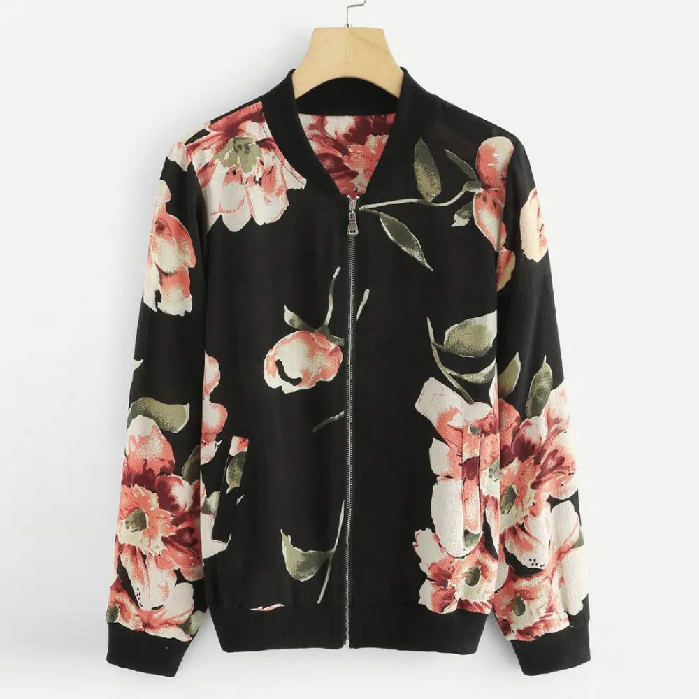 2018 Female Jacket And coat Flower Print Jacket Zipper Slim Retro Casual Outwear Female Autumn Spring Fashion chaqueta mujer
2018 Female Jacket And coat Flower Print Jacket Zipper Slim Retro Casual Outwear Female Autumn Spring Fashion chaqueta mujer