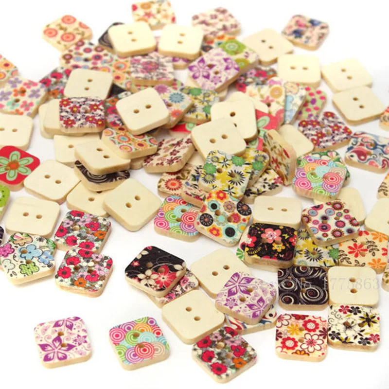 50Pcs 2 Holes Square Wood Sewing Buttons Scrapbooking Painted Button Random Color 7NK20
50Pcs 2 Holes Square Wood Sewing Buttons Scrapbooking Painted Button Random Color 7NK20