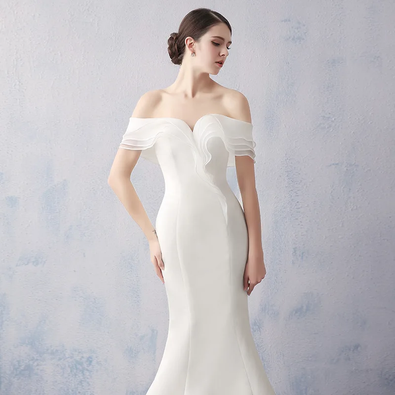 Wedding Gowns 2019 Satin White V-neck Mermaid Wedding Dress Party Bridal Dress vestidos de noiva sereia
Wedding Gowns 2019 Satin White V-neck Mermaid Wedding Dress Party Bridal Dress vestidos de noiva sereia