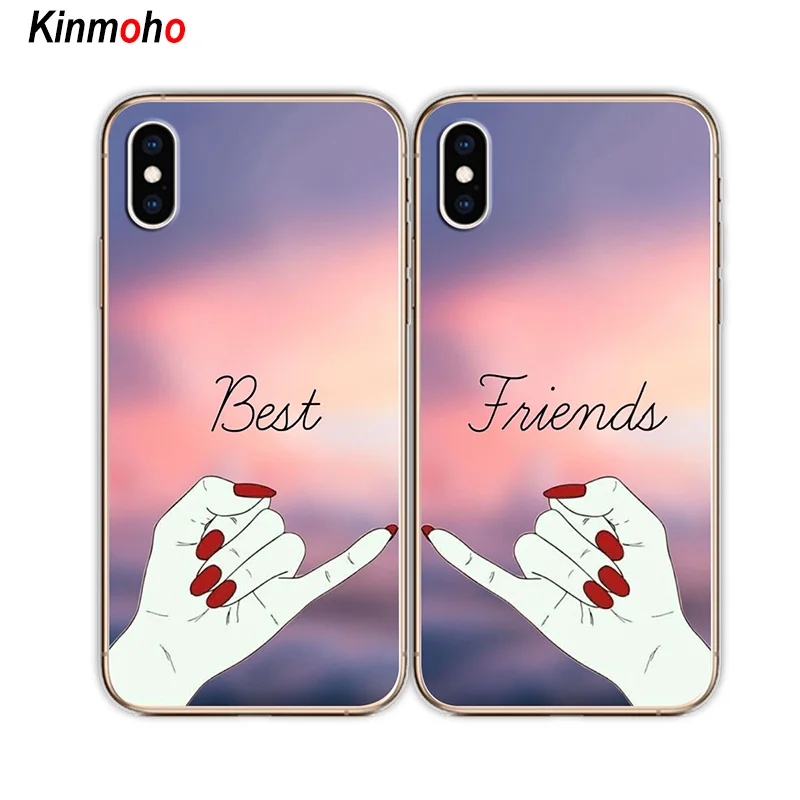 Girls Bff Best Friends Forever Transparent Soft Phone Cases Cover For iPhone 7 6 6S 8 Plus Coque X XR XS MAX 5S SE 5 Capinha