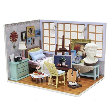 Wooden Dollhouse Furniture Kit Miniature Studio Craft Model DIY Doll House LED Lights Handmade Birthday Christmas Gift
Wooden Dollhouse Furniture Kit Miniature Studio Craft Model DIY Doll House LED Lights Handmade Birthday Christmas Gift