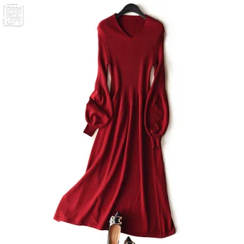 Spring Annual New Fit & Flare V-Neck Lantern Sleeve Knit Dress Women Belt Wool Knit False Twinset Sweater Dress Mid-calf #1305
Spring Annual New Fit & Flare V-Neck Lantern Sleeve Knit Dress Women Belt Wool Knit False Twinset Sweater Dress Mid-calf #1305