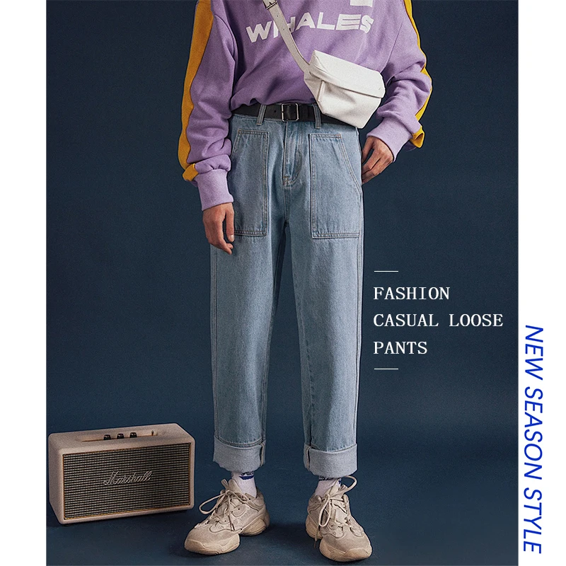 2018 Men's Fashion Cowboy Baggy Classic Jeans Casual Pants Loose Black/Blue Biker Denim Pocket Decoration Trousers Size S-2XL
2018 Men's Fashion Cowboy Baggy Classic Jeans Casual Pants Loose Black/Blue Biker Denim Pocket Decoration Trousers Size S-2XL