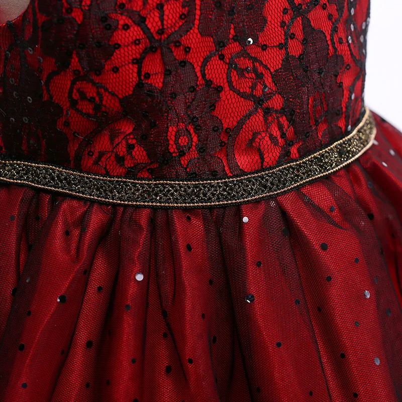 2018 New Flower Girl Princess Dress Mesh Sequins Party Kids Dresses For Girls Wedding Dress 14 Years Sleeveless Children Costume (7)
