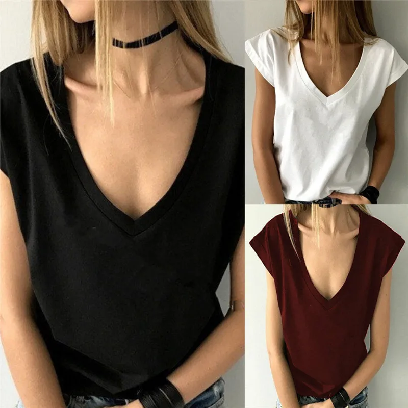 Black Casual Sexy T Shirt Camisetas Feminina Lady Tops Tee Summer White T Shirt Women Short Sleeve V Neck Loose TShirt
Black Casual Sexy T Shirt Camisetas Feminina Lady Tops Tee Summer White T Shirt Women Short Sleeve V Neck Loose TShirt