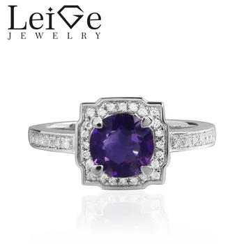 Leige Jewelry Natural Amethyst Ring Color Changing Gems Round Cut Gemstone 925 Sterling Silver Halo Ring for Women
Leige Jewelry Natural Amethyst Ring Color Changing Gems Round Cut Gemstone 925 Sterling Silver Halo Ring for Women