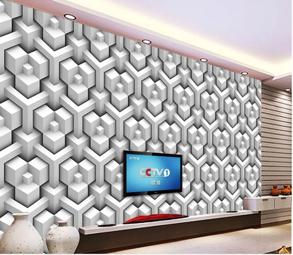 Фото 3D stereoscopic TV backdrop checkered texture 3d mural paintings Home Decoration | Обустройство дома
