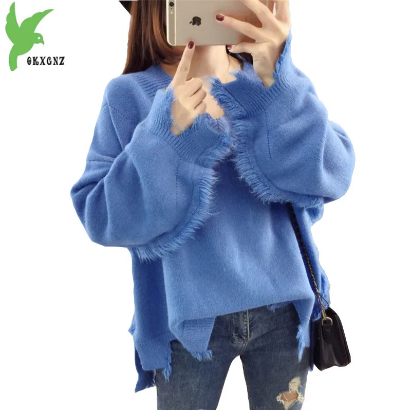 Knitted Sweaters for Women 2018 Autumn Winter Large size Pullover Broken edge Loose Sweaters Student hair edge Bottom shirt 2062
Knitted Sweaters for Women 2018 Autumn Winter Large size Pullover Broken edge Loose Sweaters Student hair edge Bottom shirt 2062