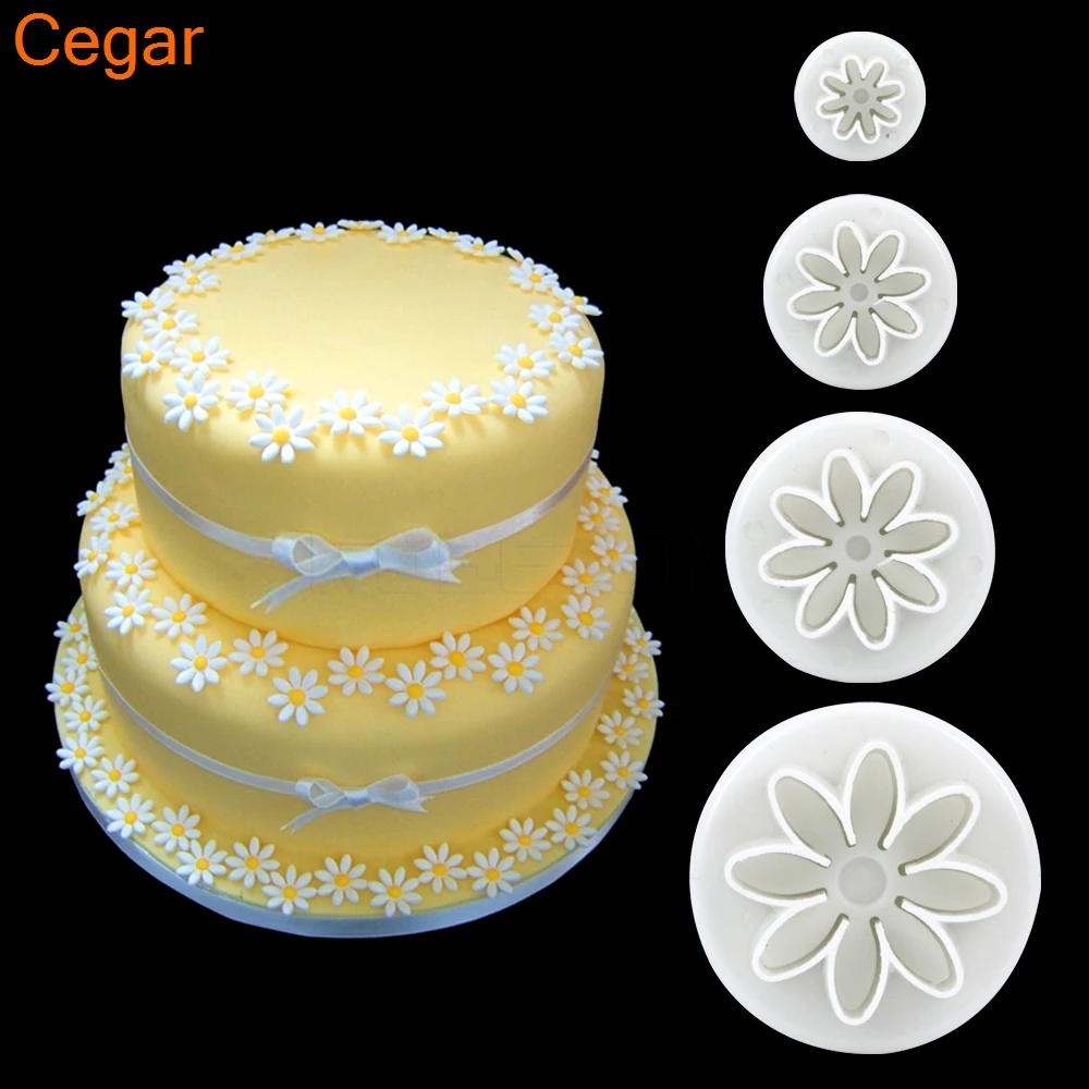 4pcs/1Set Daisy Mold Flower Sunflower Plunger Cutter Sugarcraft Fondant Cake Cookie Mode Tool Christmas Birthday Cake Decorating
4pcs/1Set Daisy Mold Flower Sunflower Plunger Cutter Sugarcraft Fondant Cake Cookie Mode Tool Christmas Birthday Cake Decorating