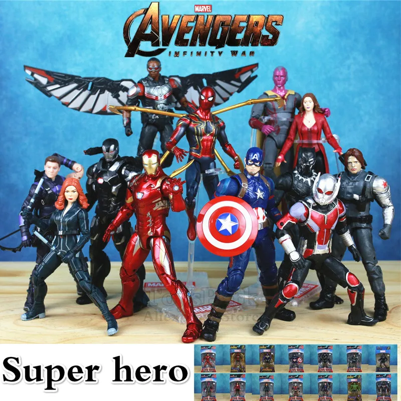 

Marvel Avengers 3 Infinity War 6" Iron Spider Man Captain America Spider man Black Panther Vision Falcon Action Figure Toys Doll