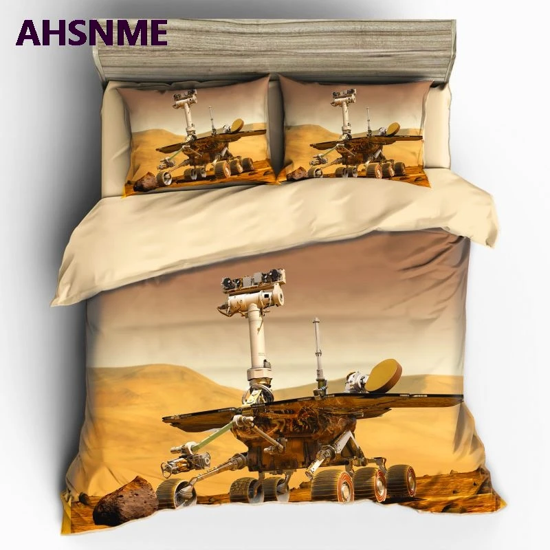 

AHSNME High Definition Photo Print 3D Effect Mars Rover Cover Set Mars Logging Plan Bedding Set customize of Super King Bed Set