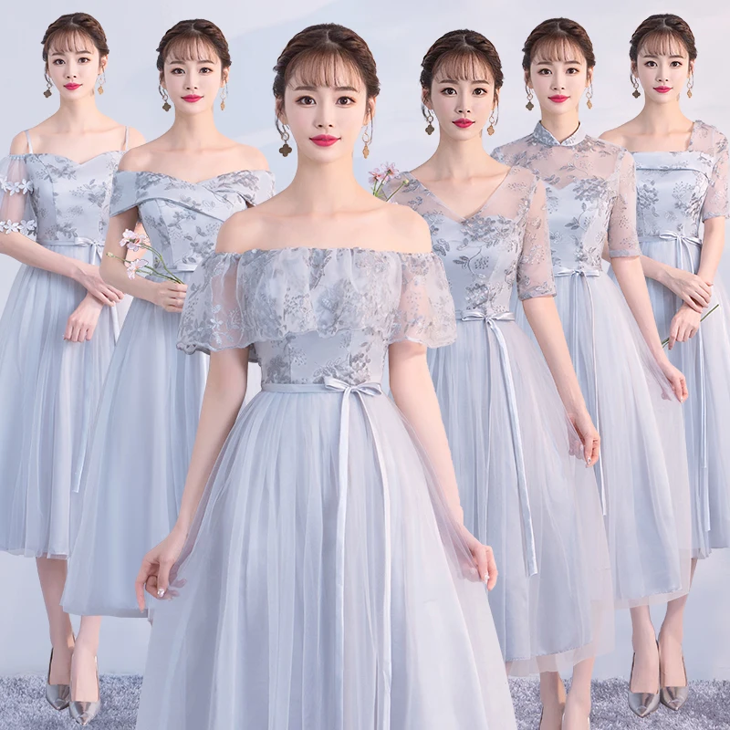 Boat Neck Tea-length Adult New Medium Korean Gray Embroidery Floral Sisters Group Slim Graduation Host Women Dress Party Dress
Boat Neck Tea-length Adult New Medium Korean Gray Embroidery Floral Sisters Group Slim Graduation Host Women Dress Party Dress