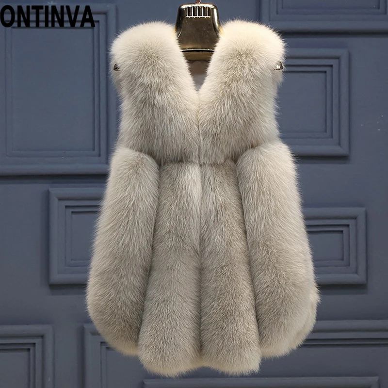 Women Faux Fox Fur Vest Coat Long Coletes 2019 Winter Warm Fashion Design Waistcoat Feminino Plus size 4XL Hot Sale Casual Coats
Women Faux Fox Fur Vest Coat Long Coletes 2019 Winter Warm Fashion Design Waistcoat Feminino Plus size 4XL Hot Sale Casual Coats